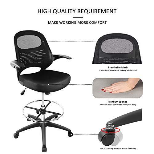 Hylone Drafting Chair, Tall Office Chair For Standing Desk, Mesh