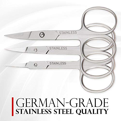 Titania Germany Stainless Steel Cuticle Nail Scissors - Surgical Grade Steel Sharp Curve Scissors - Easy Use Precision Cut for Finger & Toe Care Use
