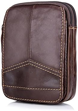 KUAISUF Waist Packs Genuine Leather Vintage Travel Cell Phone Bag Waist Bag Small Waist Bags Fanny Pack Belt Bag brown