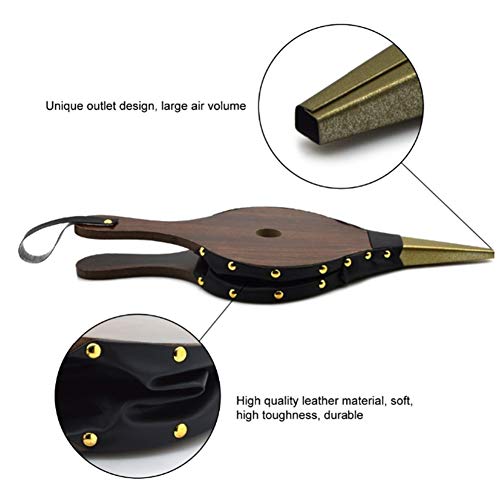 OSOPOLA Fireplace Bellows/Fire Bellow - Wood Hand Air Leather Bellow Cooking Fan - Fire Tools for Outdoor Camping/BBQ Grill/Chimney/Fires Pit 15" x 6.7"