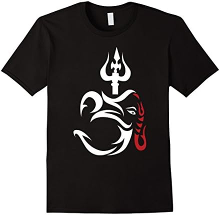 Mens OM-Ganesha And Lord Shiva Divine Trident Trishul T-Shirt Large Black