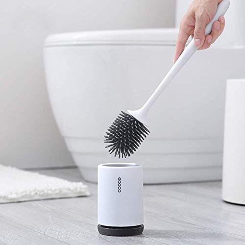COSTOM Silicone Toilet Brush and Holder Upgraded Modern Design with Soft Bristle, Bathroom Toilet Bowl Brush Set,Toilet Cleaning Brush Kit, Constructed of Durable Thermo Plastic Rubber (Floor) - Thumbnail 6