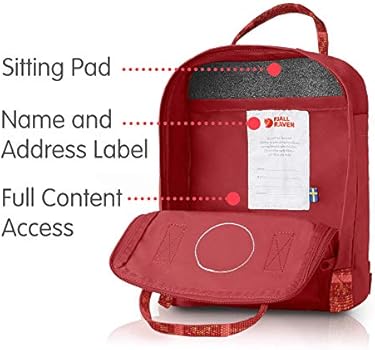 kanken mini deep red folk pattern
