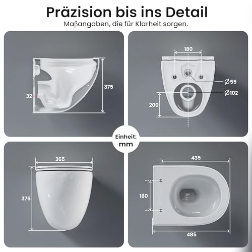 Casta Diva Suspended WC without Rinsing Edge, 360° Superspin Wall Toilet, UF Bowl, Completely Closed, Silent Soft-Close Seat, Dimensions 48.5 cm, Ideal for Bathroom and Guest Toilet