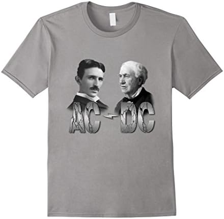 Men's TerraShirts: Tesla and Edison AC/DC Shirt Medium Slate
