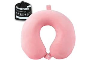 Gluck Plants Travel Pillow,Neck Pillow for Traveling U Shaped Memory Foam Pink Portable Headrest Sleep Airplane Travel Neck Pillow for Flight, Car & Home,Office