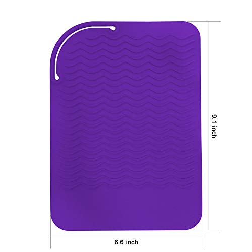 Sygile Silicone Heat Resistant Travel Mat, Anti-heat Pad for Hair Straighteners, Curling Irons, Flat Irons and Other Hot Styling Tools - Purple
