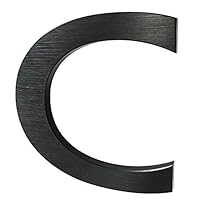 Modern House Letters- Premium Aluminum Floating Home Address Letter with Elegant & Sophisticated Brushed Finish, 4.5 Inch Black (Letter c)