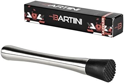 Premium Quality 8” Inches Drink Muddler By Bartini – Ideal For Professional Bartenders &amp; For Home Use - Perfect For Creating Caipirinha, Mojito &amp; Old Fashioned Cocktails – Sturdy Construction