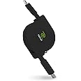 ReTrak Premier Series Retractable Lightning to USB-C Charge and Sync Cable, 18W High Speed Charging Lightning to Type C Charger for iPhone 13s, AirPods Pro, 2.6ft, Black, 2.6 Feet (ETLTCBLK)