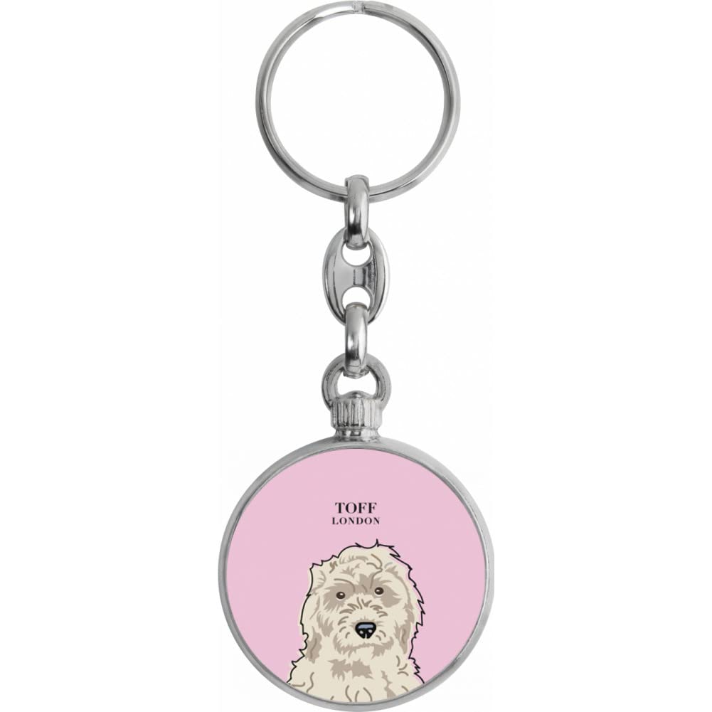 Toff London White Cockapoo Dog Head Keyring