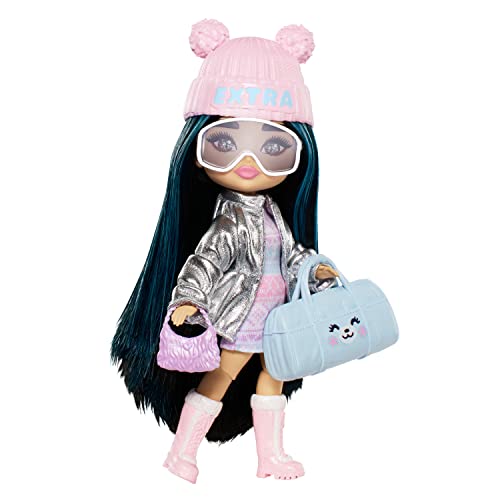 Barbie Extra Minis Travel Doll with Winter Fashion, Barbie Extra Fly Small Doll, Winter Clothes with Accessories, HPB20
