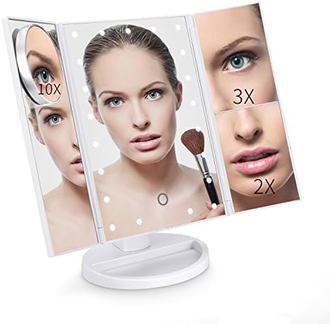GoLine Make Up Mirror, Lighted Makeup Mirror with Magnification, Makeup Mirror with Lights, Lighted Vanity Mirror, LED Makeup Mirror, Gifts for Women/Mom, Anniversary Gifts for Her, White.(MM03)