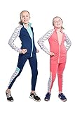 3 Piece Tennis Activewear Outfit For Girls-Long Sleeve Tee, Training Jacket Leggings Girls Activewear Clothing Set