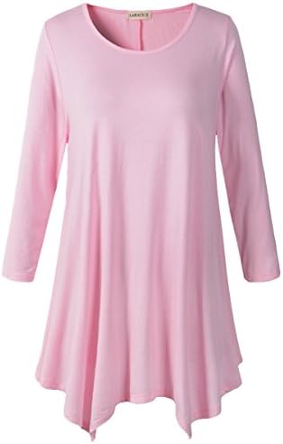 LARACEPlus Size Tops for Women 3/4 Sleeve Shirts Tunic Tops Loose Fit Basic Lady Clothes