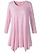 Lanmo Women Plus Size 3/4 Sleeve Tunic Tops Loose Basic Shirt (2X, Pink)