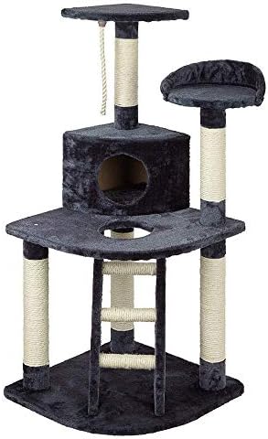 P PURLOVE Sturdy Cat Tree Multi-level Cat Furniture Cat Play House Sisal Scratching Posts 120CM