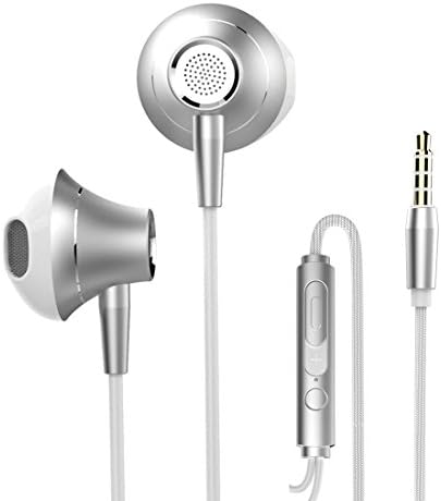 In Ear Headphones with Microphone Stereo Wired Earphones Earbuds with Mic and Volume Control for Running Gym Fits iPhone 6S Plus 6 SE 5S Samsung Galaxy S7 S6 Note Music Player 3.5 mm (White)