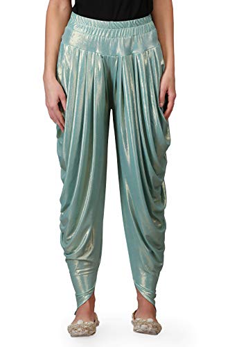 Legis Shimmer Blend Relaxed Comfortable Dhoti Pants Yoga Fitness Active Wear for Women Dance - Free Size (Light Green)