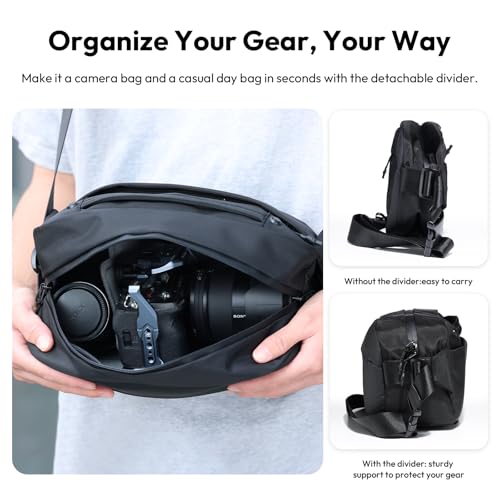 ULANZI Camera Sling Bag, Waterproof Camera Case with Tripod Holder, DSLR/SLR/Mirrorless Camera Bags Crossbody for Photographers - Black 10L Capacity