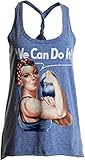 Ann Arbor T-shirt Co. Rosie The Lifter | Cute Workout Exercise Lifting Women Kettlebell Racerback Tank-(Racerback,M) Vintage Blue