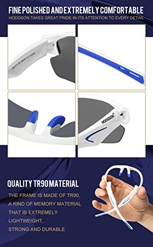 Polarized Sports Sunglasses for Men Women Cycling Fishing Outdoor Driving Golf Baseball Glasses TR Unbreakable (White-Gray) - Thumbnail 2