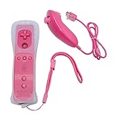 Wii Controller,Yudeg Wii Remote and Nunchuck Controllers with Silicon Case for Wii and Wii Uï¼ˆnot motion plusï¼‰ (Pink)
