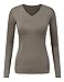 Doublju Women Long Sleeve Scoop Neck and back Button T-shirt