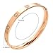 JOVO LOVE Jewelry 18 k Rose Gold Love Bangle Bracelets For Women Set In Stone Stainless Steel Crystal Love Bracelet Band Jewelry Gift Promotion Size 7''