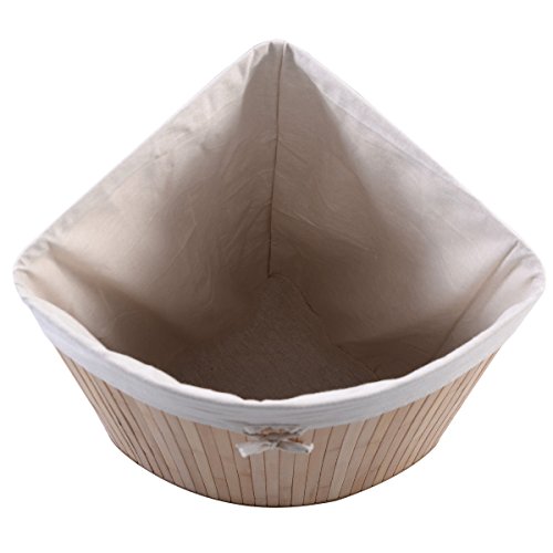 Corner Bamboo Hamper Laundry Basket Washing Cloth Bin Storage Bag Lid Natural