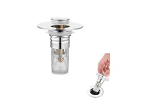 GENERIC Bathroom Sink Stopper Hair Catcher, Universal Drain Filter with Hair Strainer, Universal Bathroom Sink Drain Pop Up Stopper for US Stainless Steel Floor Drain Filter (1PCS)