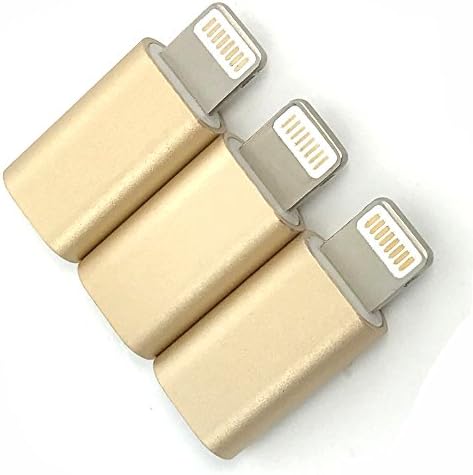 3Pack Metal shell 8-Pin for Apple Lightning to Micro USB Adapter fits iPhone 5 iPhone 6 6s iphone7/plus/iPad/iPod (Gold)