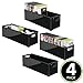 mDesign Plastic Video Game Organizer - Game Storage Holder Bin with Handles for Media Console Stand, Closet Shelf, Tower, and Bookshelves - Holds Disc, Video Games, Head Sets - 4 Pack - Black