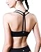 QUEENIEKE Women's Light Support Double-T Back Wirefree Pad Yoga Sports Bra Size XL Color Black Pro