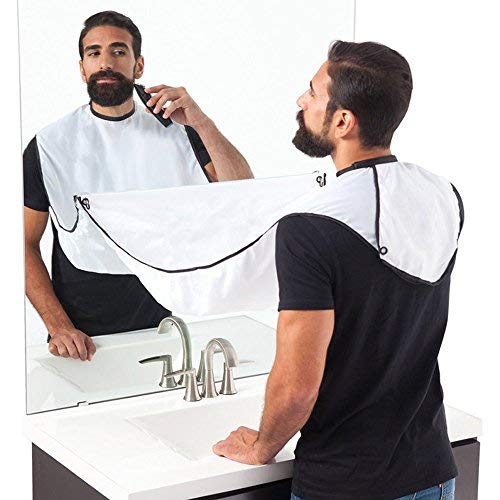 Beard Catcher Apron,Shaving Trimmer Apron,Bagvhandbagro New Design Beard Care Shave Apron Bib Catcher for Man Shaving (White) - Thumbnail 5