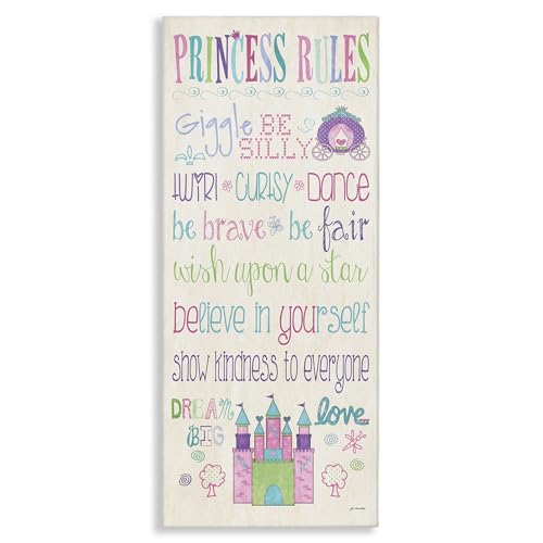 The Kids Room by Stupell Princess Rules With Castle And Carriage Canvas Wall Ar…