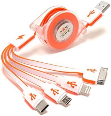 Lighting Cable,MQOUNY Multi USB Cable Retractable 4 in 1 Multifunctional USB Cable Adapter Connector with Type C/ Lightning / 30 Pin / Micro USB Ports for iPhone X, 7, 6, 5, 4, iPad 4,3,Air,Galaxy S4