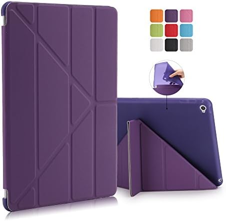 iPad Air 2 Case, Dowswin Multi-fold Stand Smart Case Cover with Soft TPU Back [Auto Sleep/Wake ] for Apple iPad Air 2nd Gen (Purple)
