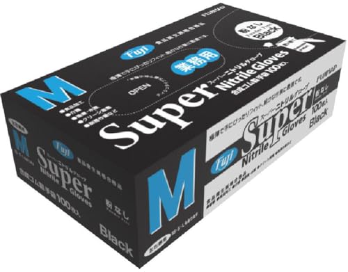 フジ スーパーニトリルグローブ 粉無し ブラック M 100枚入り商品画像