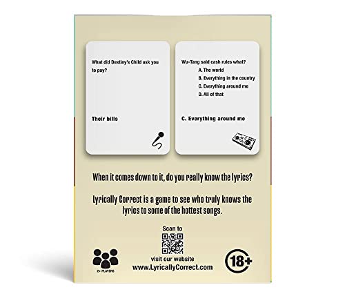 Lyrically Correct 90 s And 2000 s Hip Hop And R B Music Trivia Card 