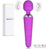 Cordless Wand Massager with 12 Powerful Speeds, MANFLY 100% Waterproof Rechargeable Handheld Body Massager, Purple