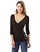 PattyBoutik Women Long Sleeve V Neck Lace Up Blouse (Black Small)