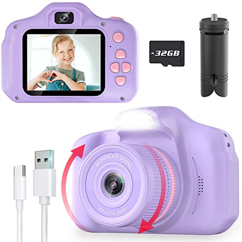 Yoophane Upgrade Kids Selfie Camera,Christmas Birthday Gifts for 6 7 8 9 10 Year Old Boys Girls,2.4 Inch Digital Camera Toys for Kids 3-12 Year Old 1080P Video Recorder with Flash(Purple)