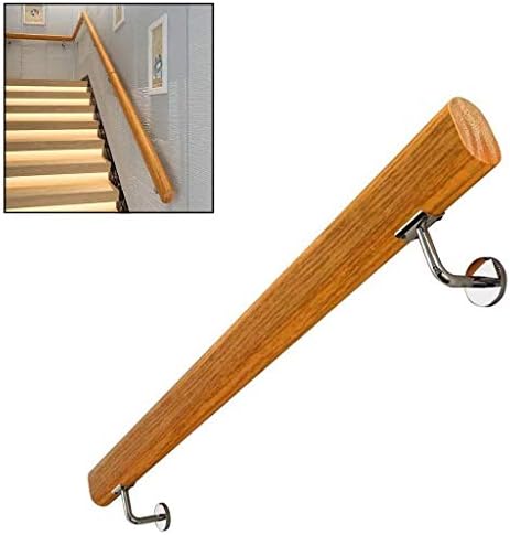 階段内部の木製手すり 丸い階段の手すり 50cm 150cm 供え 手すり 壁ブラケット付きの安全手すり コンドロフトヴィラの廊下の庭用階段手すり手すり