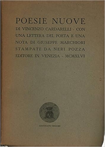 Poesie Nuove Cardarelli Vincenzo Tarquinia 17 Roma 1959 Amazon Com Books