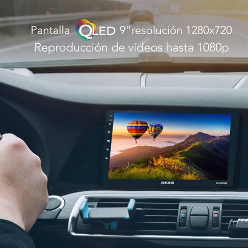 Aiwa Autoestéreo AW-A802BS Android 11 Pantalla QLED 9″ HD Bluetooth 4.2 WiFi GPS USB AUX RCA 4×50W 2GB RAM 32GB CarPlay Android Auto Cámara Reversa Negro