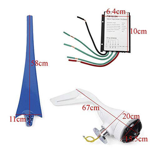 YiiYYaa 800W 5 Blades DC12/24V Horizontal Wind Turbine Generator Wind Turbines Energy Generator with Wind Charger Controller (Without Bracket) (24V)