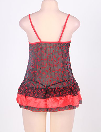 Maxde-Sexy-Babydoll-Lingerie-for-Women-Plus-Size-for-Sex-Sleepwear-Set-Nightwear-with-Underwire-Black-With-Floral