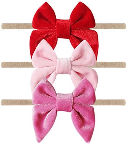YanJie Baby Nylon Bow Headbands - 3 Pack Simple Nylon Headband Baby Gift Photography Hair Bow