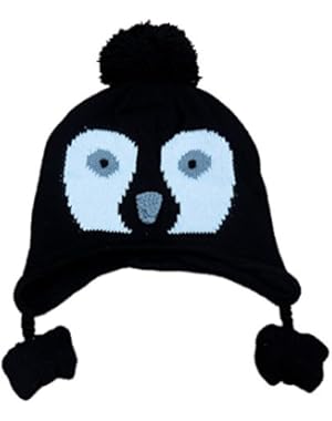 CP Infant Boys & Girls Black Knit Penguin Peruvian Trapper Hat 6-12 Months